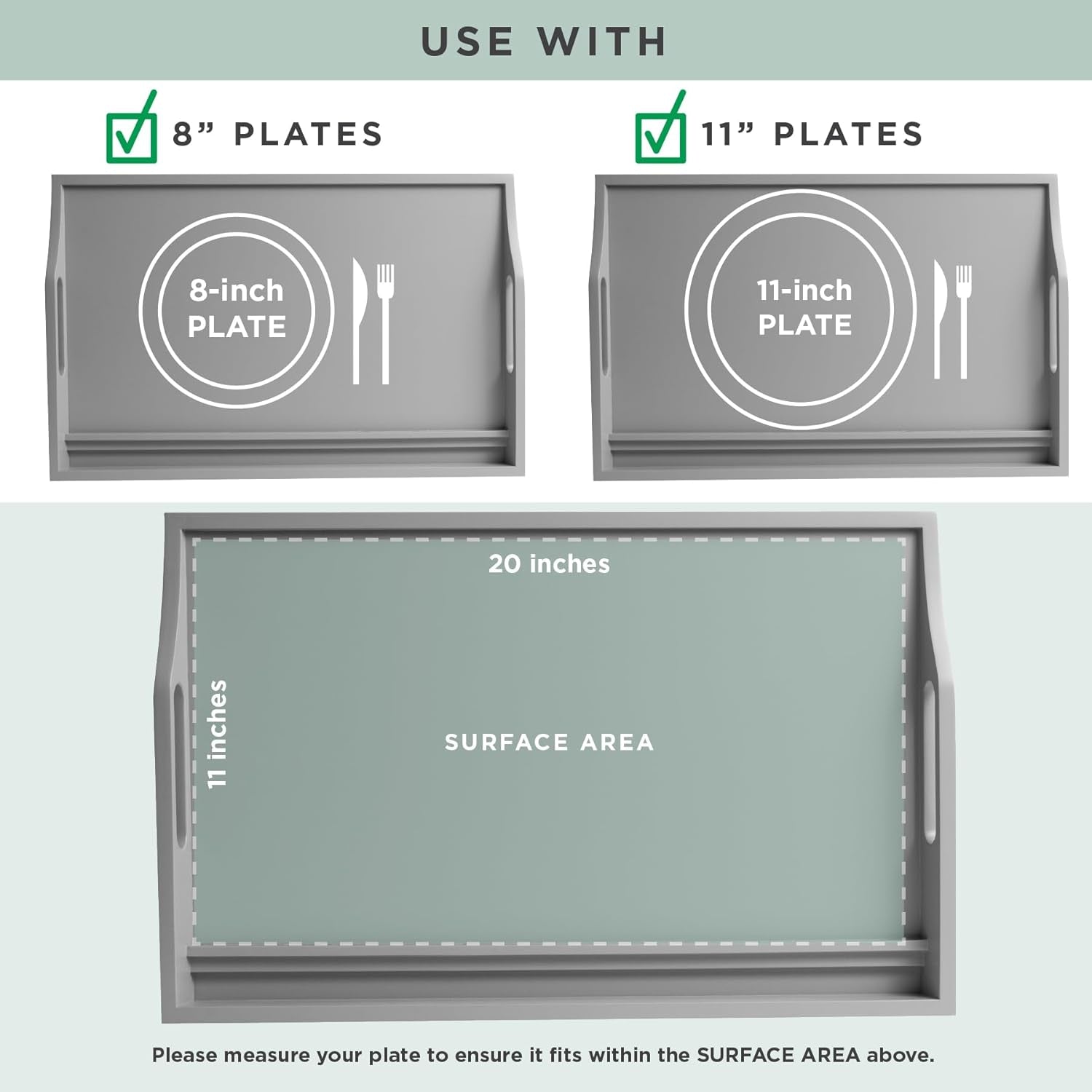 Wood Bed Tray with Phone Holder, Extra Large Lap Desk for Laptops up to 17.3 Inches – Gray – Style No. 78105