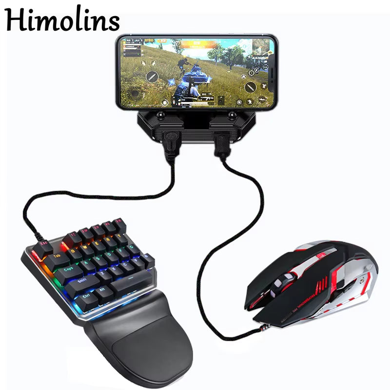 PUBG Mobile Gaming Controller Gamepads Have Cell Phone Holder with One-Handed Keyboard and Mouse Converter for Phone