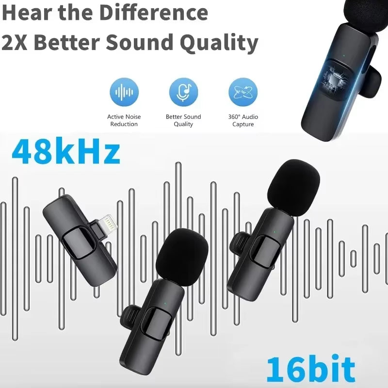 Mini Wireless Microphone for Mobile Phones Wireless Lavalier Microphone for Iphone Video Recording Live Streaming Youtube Tik