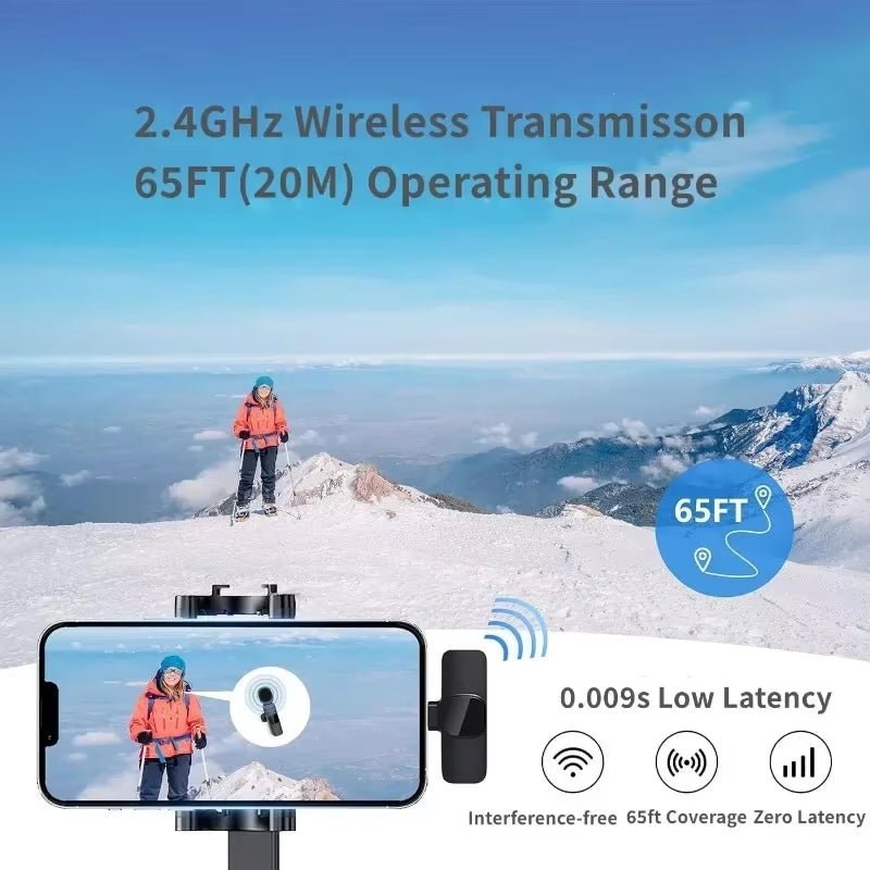 Mini Wireless Microphone for Mobile Phones Wireless Lavalier Microphone for Iphone Video Recording Live Streaming Youtube Tik