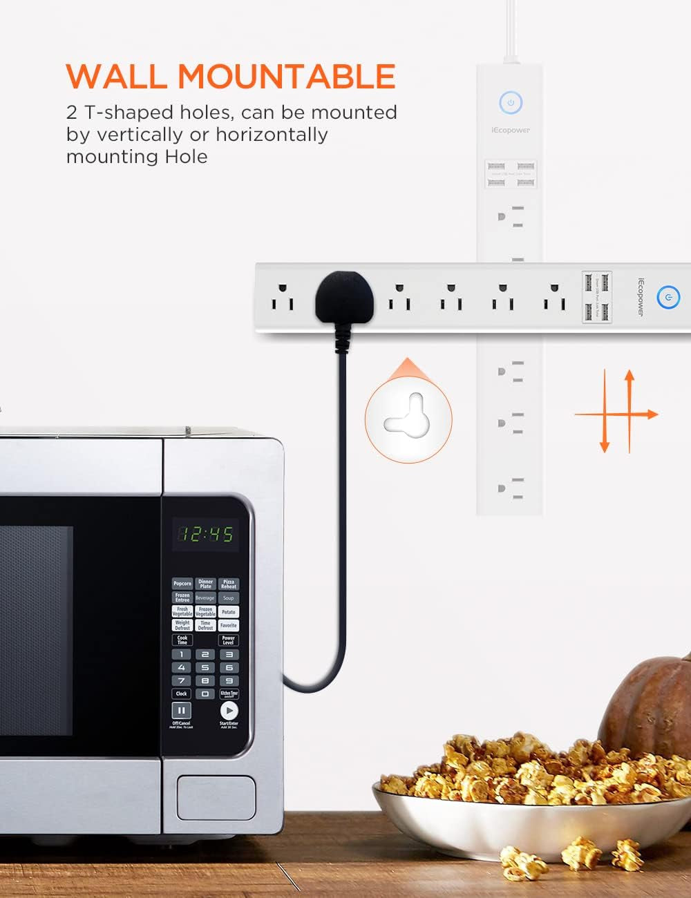 Power Strip with 10 Feet,  Surge Protector with 6 AC Outlets and 4 USB Ports, 10 Ft Extension Cord for for Home, Office, Dorm Essentials, 2100 Joules, ETL Listed (White)