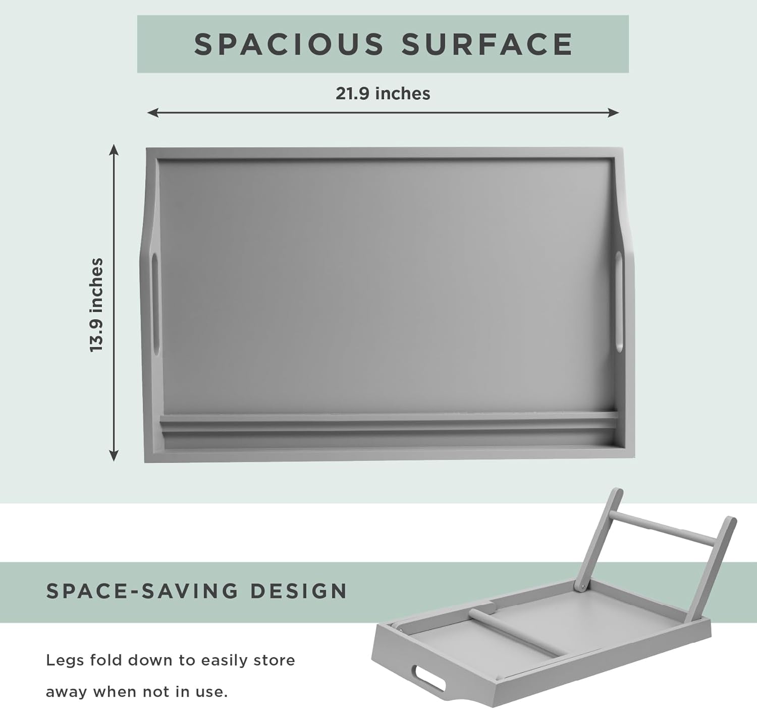 Wood Bed Tray with Phone Holder, Extra Large Lap Desk for Laptops up to 17.3 Inches – Gray – Style No. 78105