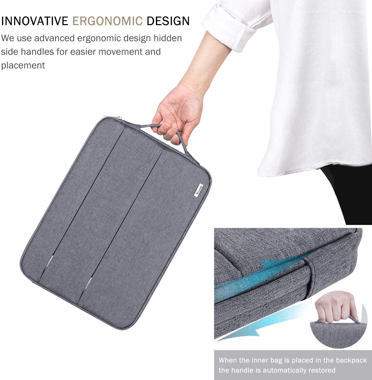 15.6 16 Inch Laptop Sleeve Case Compatible with Macbook Pro 16 M1/M2/M3/M4 Max 2019-2025, 15.6-16” Hp Lenovo Acer Asus, Waterproof Slim Computer Bag Cover with Handle, Grey