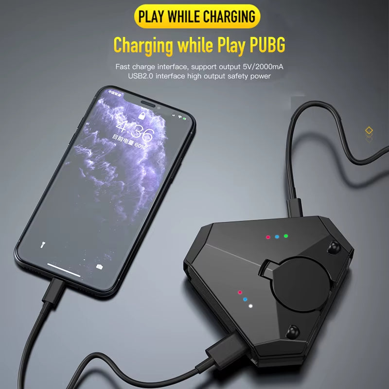 PUBG Mobile Gaming Controller Gamepads Have Cell Phone Holder with One-Handed Keyboard and Mouse Converter for Phone