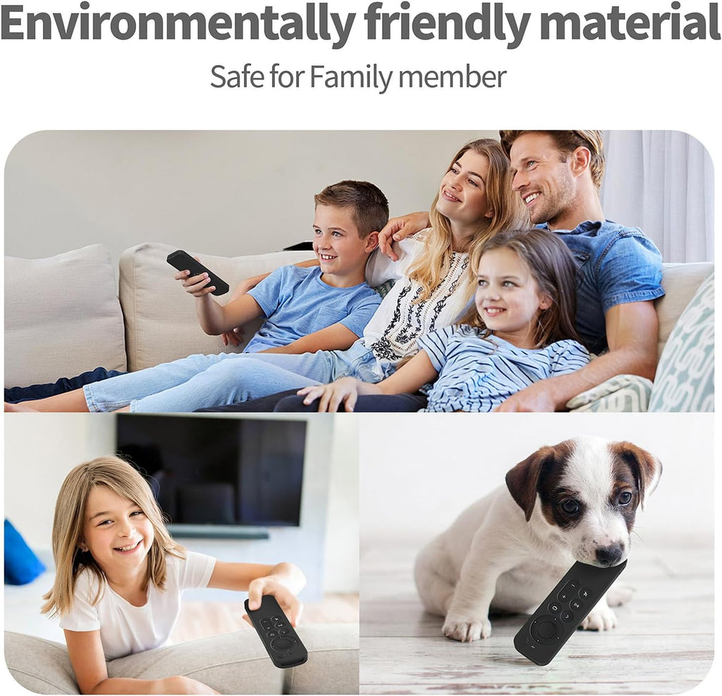 Silicone Cover Compatible with Apple TV Siri Remote 3Rd 2023 Shockproof Protective Case for Apple TV 4K 2Nd 2021 Remote Sleeve with Lanyard(Black)