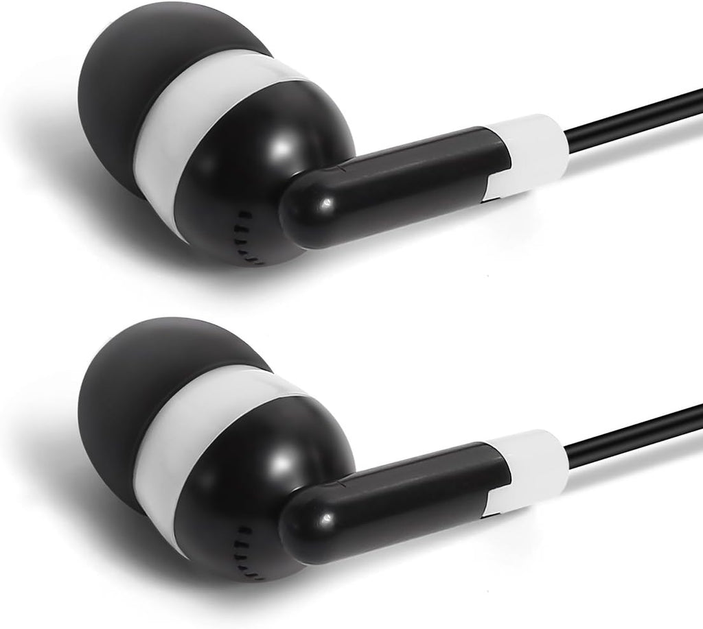 Bulk Earbuds Headphones Wholesale KWA-08-W Earphones, 100 Pack Disposable Ear Buds Bulk Individually Wrapped Headphones for School Classroom Students White