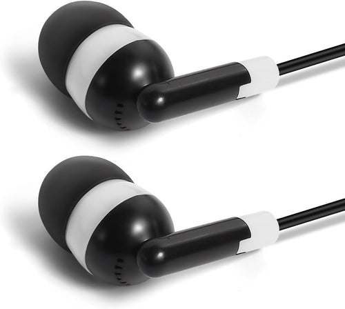 Bulk Earbuds Headphones Wholesale KWA-08-W Earphones, 100 Pack Disposable Ear Buds Bulk Individually Wrapped Headphones for School Classroom Students White